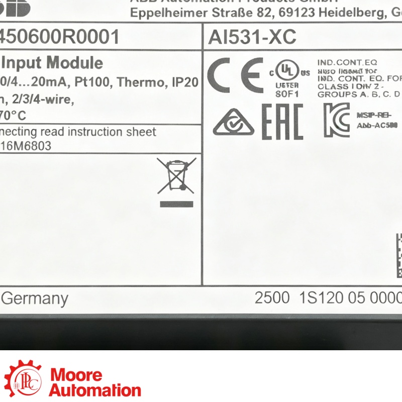 Module d'entrée analogique universel 8 canaux ABB AI531 AC500 S500