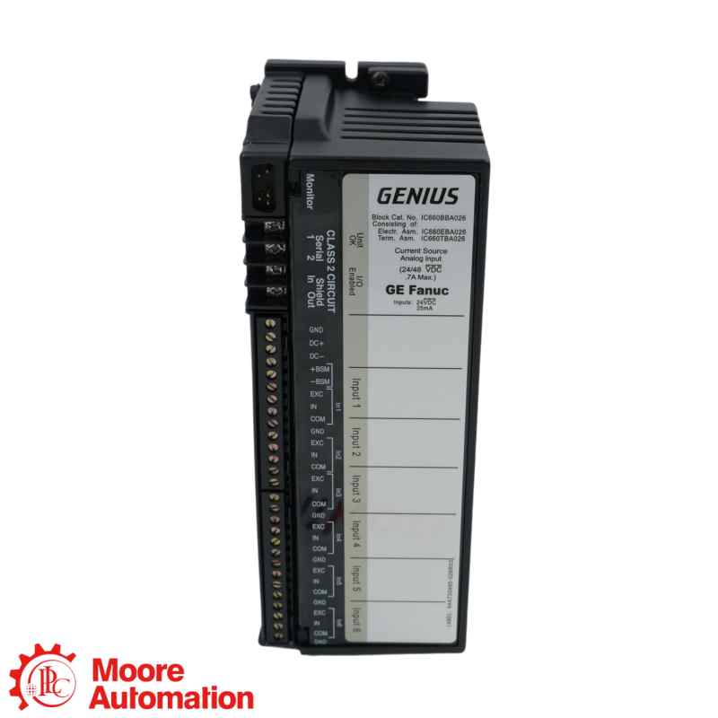 Bloc d'E/S analogique à source de courant GE Fanuc IC660BBA026 Genius à 6 entrées